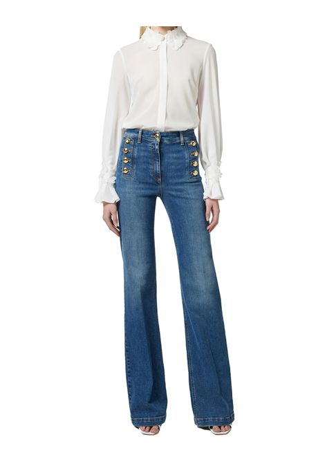 Camicia Elisabetta Franchi donna CA10552E2 360 avorio ricami floreali ELISABETTA FRANCHI | Camicie | CA10552E2360